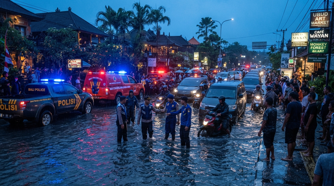 Traffic Chaos Erupts as Bali Faces Sudden Flooding in Ubud
